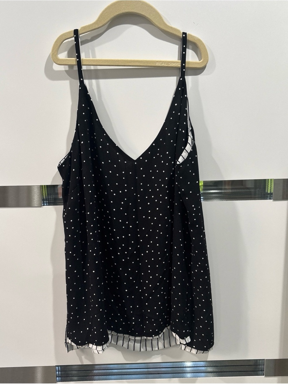 WHBM Reversible Cami Women's L Black & White Dots Stripes